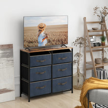 Load image into Gallery viewer, 6-Drawer Dresser with Metal Frame and Anti-toppling Devices-Rustic Brown
