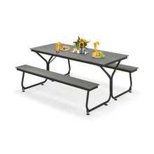 Load image into Gallery viewer, 6 Feet Outdoor Picnic Table Bench Set for 6-8 People-Gray
