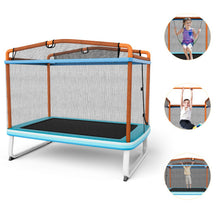 Load image into Gallery viewer, 6 Feet Rectangle Trampoline with Swing Horizontal Bar and Safety Net-Orange

