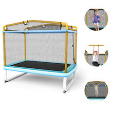 Load image into Gallery viewer, 6 Feet Rectangle Trampoline with Swing Horizontal Bar and Safety Net-Yellow
