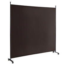 Load image into Gallery viewer, 6 Feet Single Panel Rolling Room Divider with Smooth Wheels-Brown

