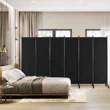 Load image into Gallery viewer, 6 Panel 5.7 Feet Tall Rolling Room Divider on Wheels-Black
