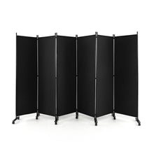 Load image into Gallery viewer, 6 Panel 5.7 Feet Tall Rolling Room Divider on Wheels-Black

