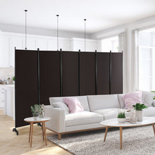 Load image into Gallery viewer, 6 Panel 5.7 Feet Tall Rolling Room Divider on Wheels-Brown

