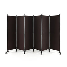 Load image into Gallery viewer, 6 Panel 5.7 Feet Tall Rolling Room Divider on Wheels-Brown
