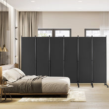 Load image into Gallery viewer, 6 Panel 5.7 Feet Tall Rolling Room Divider on Wheels-Gray

