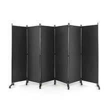 Load image into Gallery viewer, 6 Panel 5.7 Feet Tall Rolling Room Divider on Wheels-Gray

