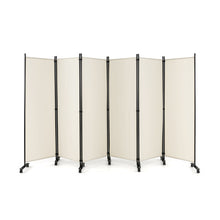 Load image into Gallery viewer, 6 Panel 5.7 Feet Tall Rolling Room Divider on Wheels-White
