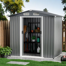 Load image into Gallery viewer, 6 x 4 Feet Galvanized Steel Storage Shed with Lockable Sliding Doors-Gray
