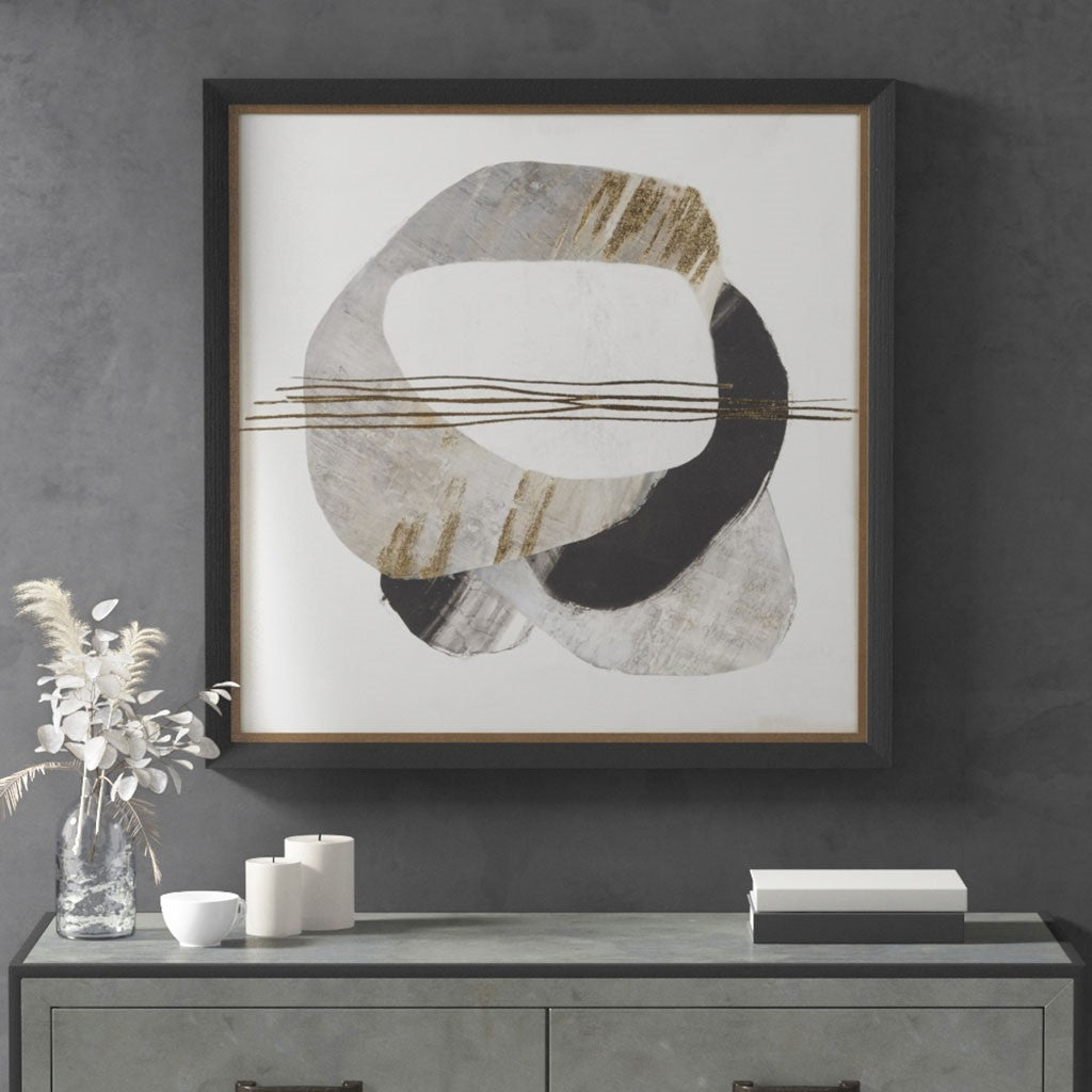 Auric Beam Abstract Gold Foil Framed Embellished Canvas MP95C-0285
