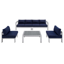 Load image into Gallery viewer, Shore 5 Piece Sunbrella¨ Fabric Outdoor Patio Aluminum Sectional Sofa Set by Modway
