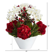 Load image into Gallery viewer, 18&quot; Phalaenopsis Orchid, Hydrangea, Cactus / Holly Berry Artificial Arrangement
