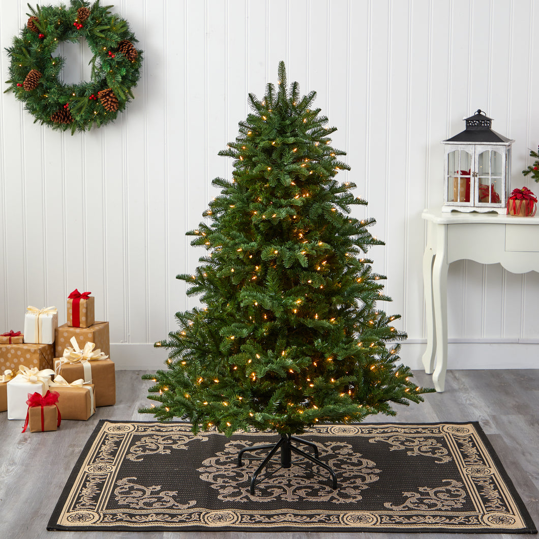 5' South Carolina Spruce Artificial Christmas Tree w/ 300 White Warm Lights