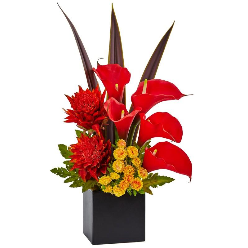 Tropical and Calla Mixed Arrangement