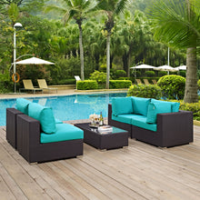 Load image into Gallery viewer, Convene 5 Piece Sectional Set in Espresso Turquoise
