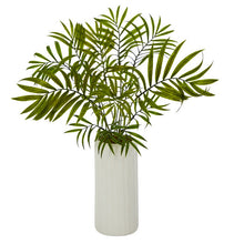 Load image into Gallery viewer, 18&quot; Mini Areca Palm Artificial Plant in White Planter
