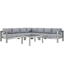 Load image into Gallery viewer, Shore 6 Piece Outdoor Patio Aluminum Sectional Sofa Set by Modway
