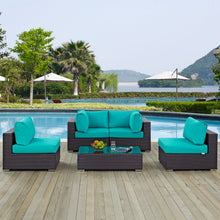 Load image into Gallery viewer, Convene 5 Piece Sectional Set in Espresso Turquoise
