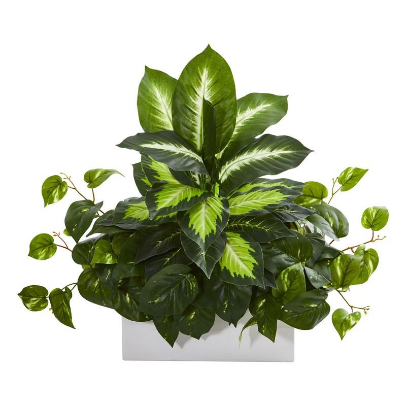 Golden Dieffenbachia & Pothos Artificial Plant 8262 By Nearly Natural