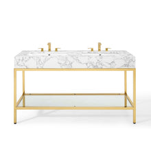 Load image into Gallery viewer, Kingsley 60&quot; Gold Stainless Steel Bathroom Vanity by Modway
