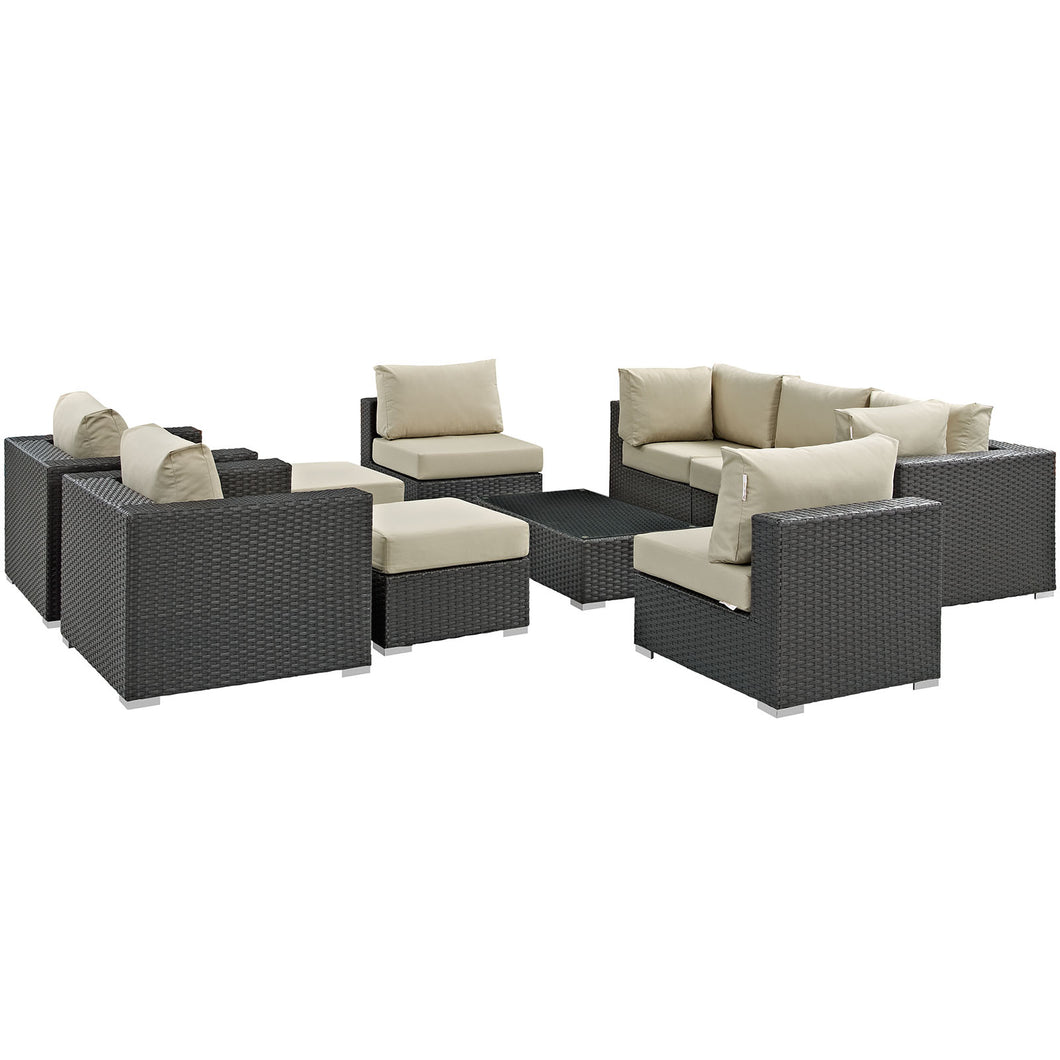 Sojourn 10 Piece Outdoor Patio Sunbrella¨ Sectional Set by Modway