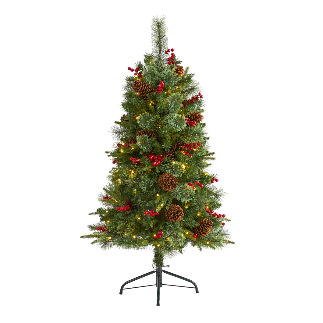 4' Norway Mixed Pine Artificial Christmas Tree w/ 150 Clear LED Lights