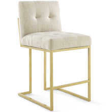 Load image into Gallery viewer, Privy Gold Stainless Steel Upholstered Fabric Counter Stool Set of 2 by Modway
