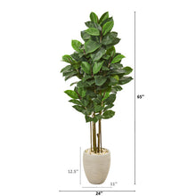 Load image into Gallery viewer, 65" Rubber Leaf Artificial Tree in Sand Colored Planter
