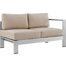 Load image into Gallery viewer, Shore 5 Piece Outdoor Aluminum Sectional Sofa Set in Silver Beige
