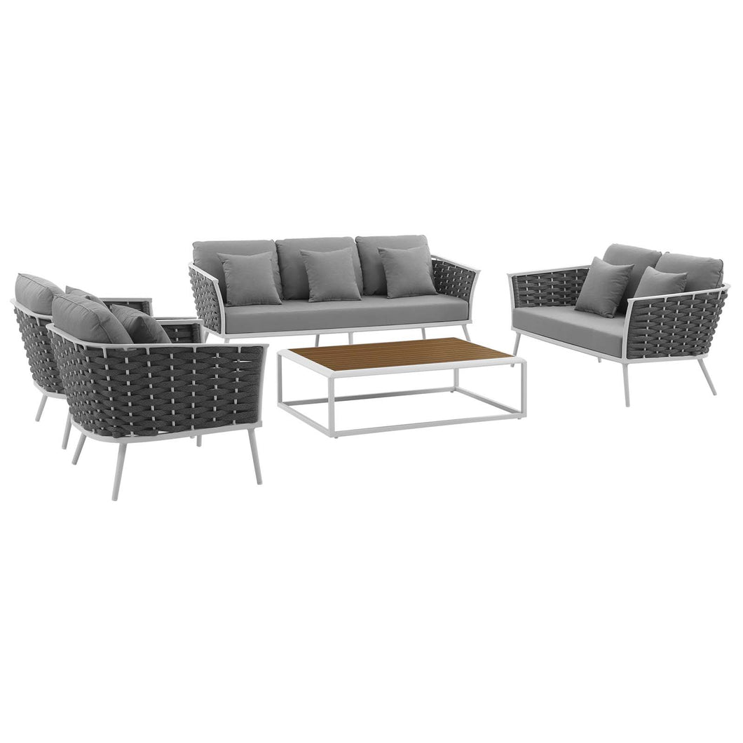 Stance 5 Piece Outdoor Patio Aluminum Sectional Sofa Set by Modway