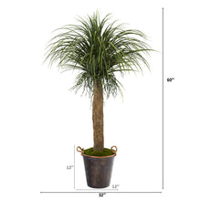 Load image into Gallery viewer, 5&#39; Pony Tail Palm Artificial Plant in Decorative Metal Pail with Rope
