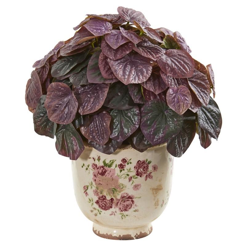 14' Peperomia Artificial Plant in Flower Print Planter (Real Touch)