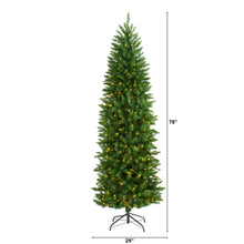 Load image into Gallery viewer, 6.5&#39; Slim Green Mountain Pine Artificial Christmas Tree w/ 300 Clear LED Lights
