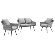 Load image into Gallery viewer, Endeavor 3 Piece Outdoor Patio Wicker Rattan Loveseat and Armchair Set by Modway
