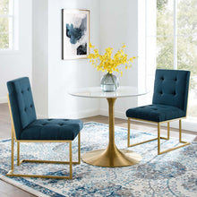 Load image into Gallery viewer, Privy Gold Stainless Steel Upholstered Fabric Dining Accent Chair Set of 2 by Modway
