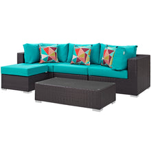 Load image into Gallery viewer, Convene 5 Piece Sectional Set in Espresso Turquoise
