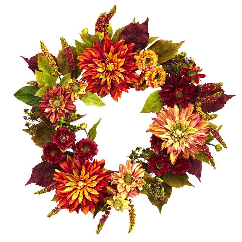 22'' Dahlia  & Mum Wreath