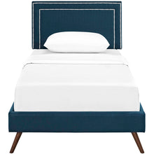 Load image into Gallery viewer, Virginia Fabric Twin Platform Bed with Round Splayed Legs by Modway
