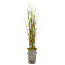 Load image into Gallery viewer, 45&quot; Grass and Bamboo Artificial Plant in Vintage Metal Planter
