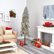 Load image into Gallery viewer, 7&#39; Flocked Gr&amp; Alpine Artificial Christmas Tree w/ 400 Clear Lights

