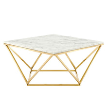 Load image into Gallery viewer, Vertex Gold Metal Stainless Steel Coffee Table by Modway
