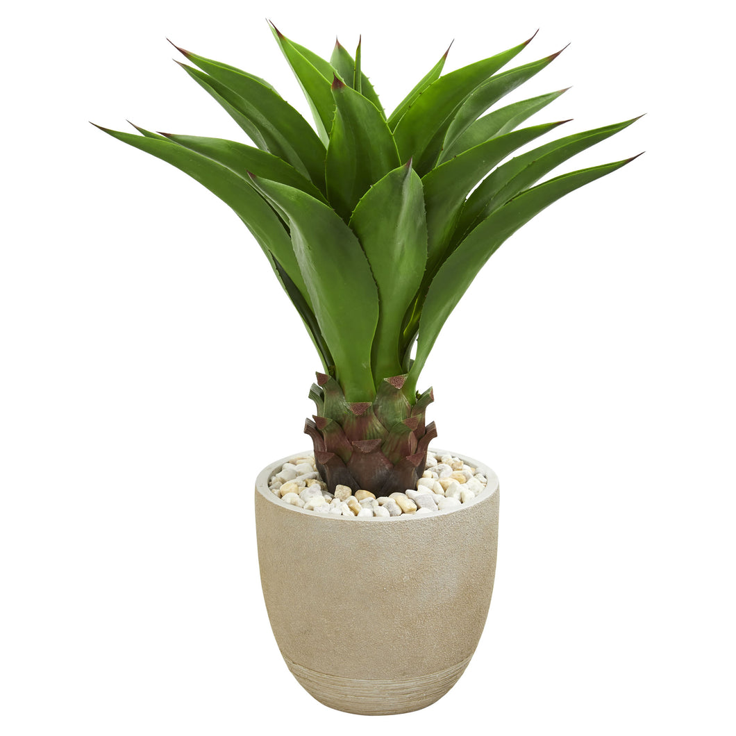 Agave Artificial Plant in Sandstone Planter