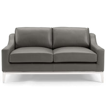 Load image into Gallery viewer, Harness 64" Stainless Steel Base Leather Loveseat by Modway
