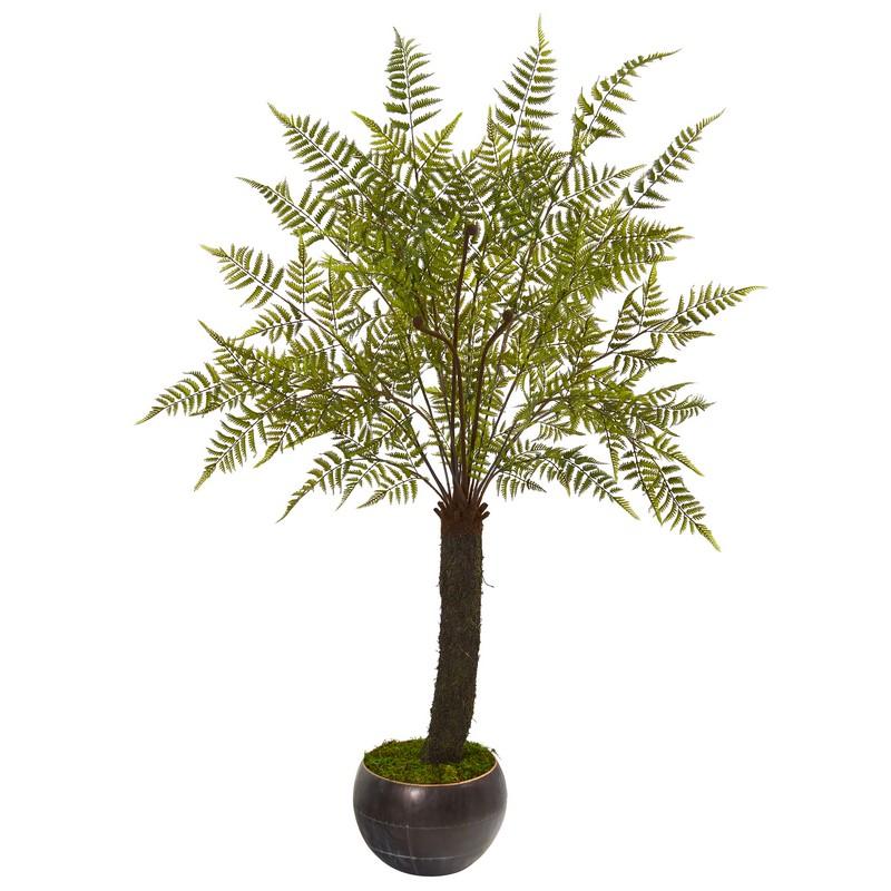 6' Fern Artificial Plant in Decorative Bowl Planter