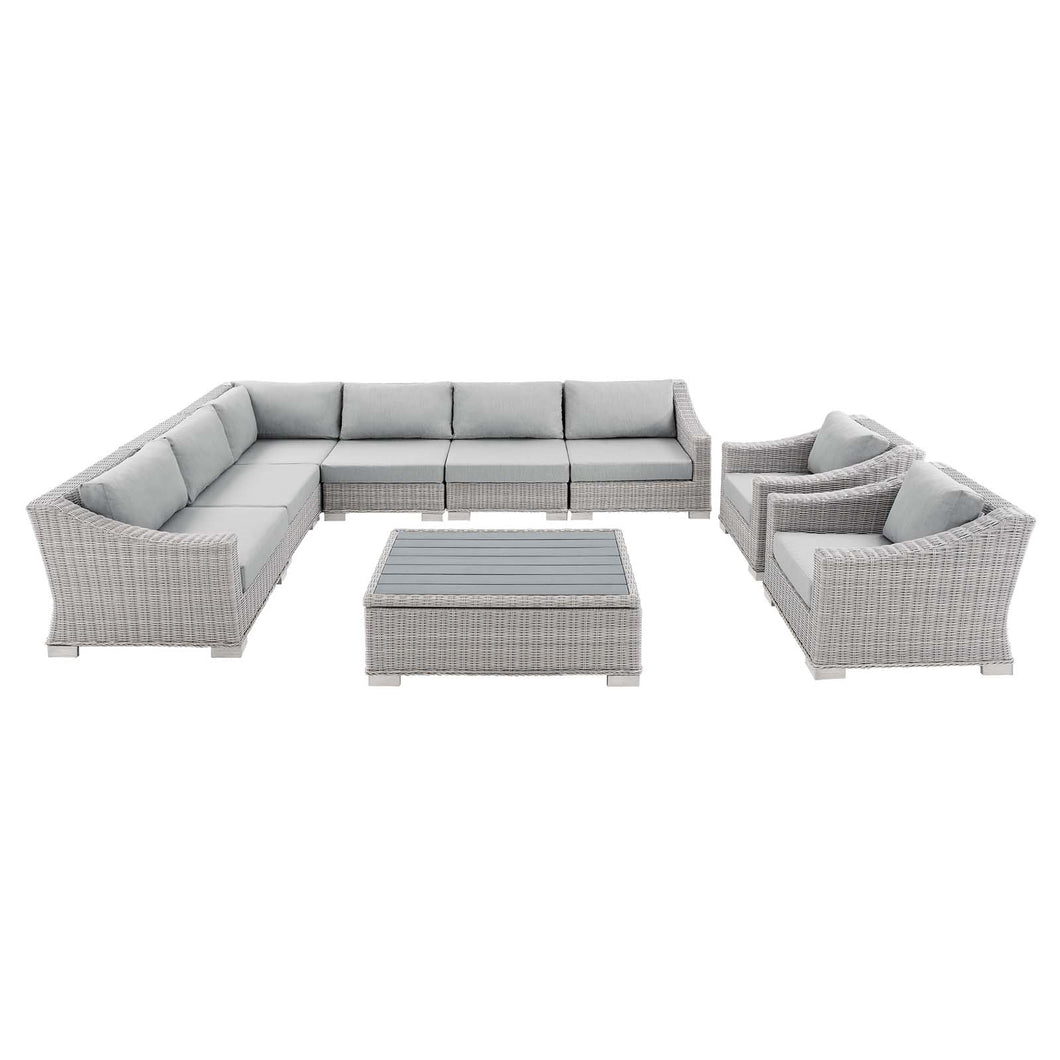 Conway Sunbrella¨ 9-Piece Sectional Sofa Set in Light Gray Gray