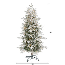 Load image into Gallery viewer, 5.5&#39; Flocked Manchester Spruce Artificial Christmas Tree with 200 Lights
