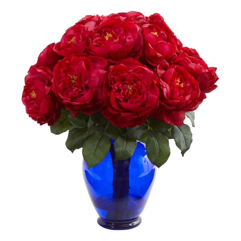 Rose Artificial Arrangement in Rose Colored Vase