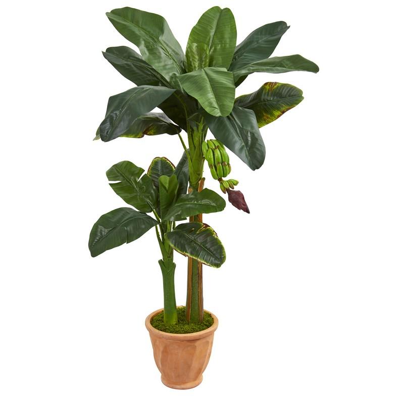 5' Double Stalk Banana Artificial Tree in Terracotta Planter