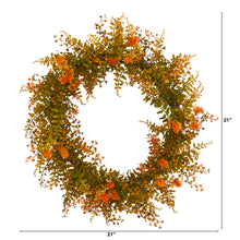 Load image into Gallery viewer, 21&quot; Autumn Fern Artificial Wreath

