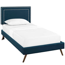 Load image into Gallery viewer, Virginia Fabric Twin Platform Bed with Round Splayed Legs by Modway
